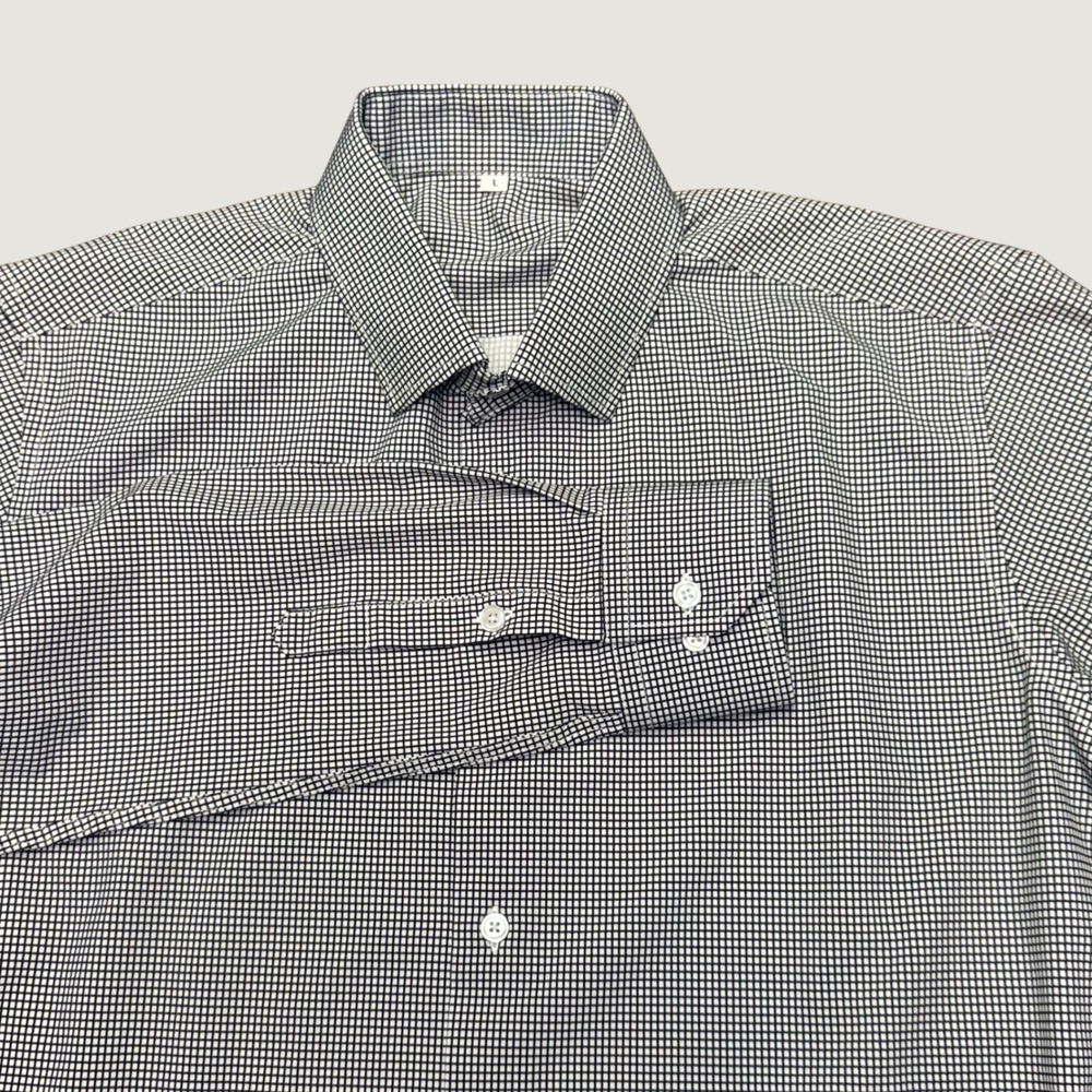 State and Liberty Dress Shirt Mens Large Micro Gingham Check Stretch Performance